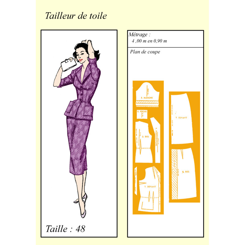 Skirt suit canvas 1952