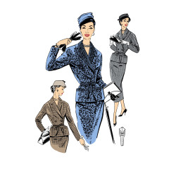 Elégant deux-pièces et son chapeau 1957