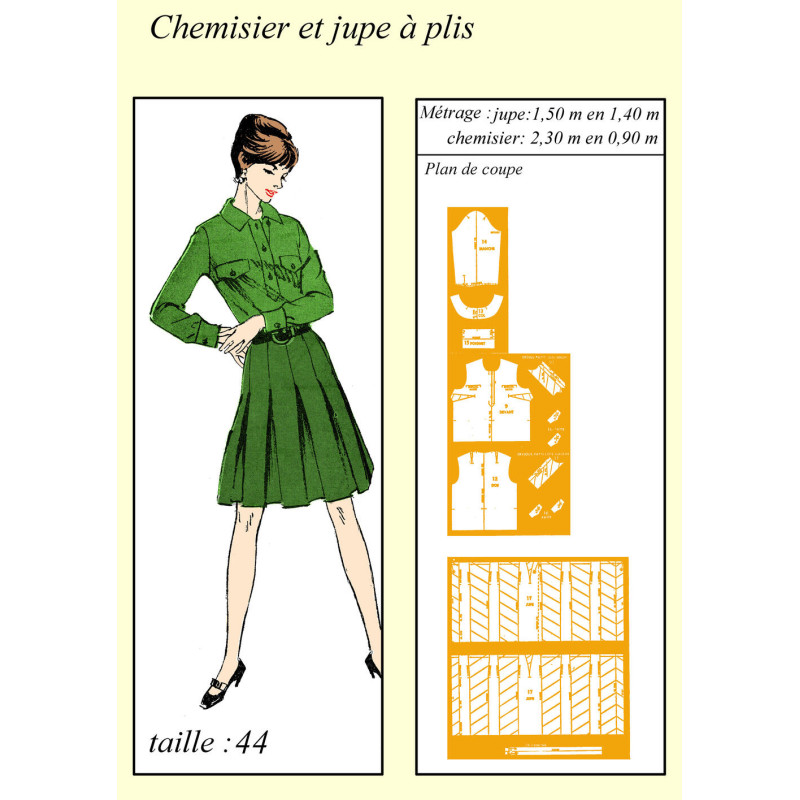 chemisier et jupe à plis 1966